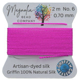 Fluorescent Fuchsia Griffin Silk Cord – Hand-Dyed Thread for Knotting, Jewelry Making, Pendant Stringing